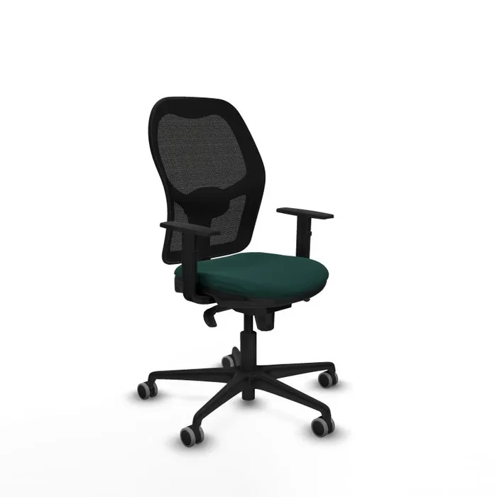Jorquera sincro malla negra similpiel verde botella brazos 1D base nailon ruedas 65mm engomada