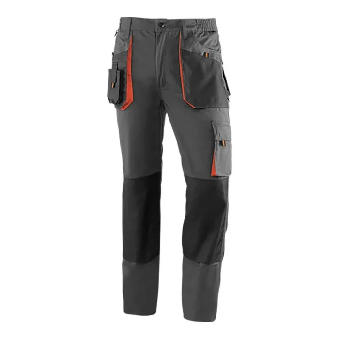 Juba Pantalón largo multibolsillos 65% poliéster/35% algodón, Negro con detalles naranjas, M