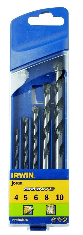 Juego de brocas para concreto IRWIN Granite 4, 5, 6, 8, 10 mm – 5 piezas para perforación en hormigón, granito y piedra