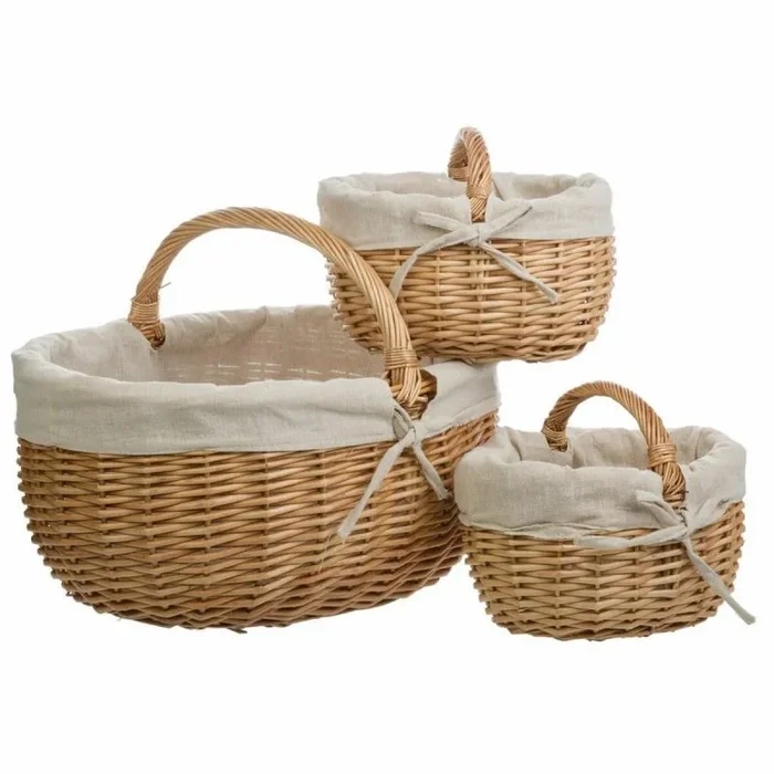 Juego de cestas alexandra house living mimbre madera de sauce natural 3 piezas