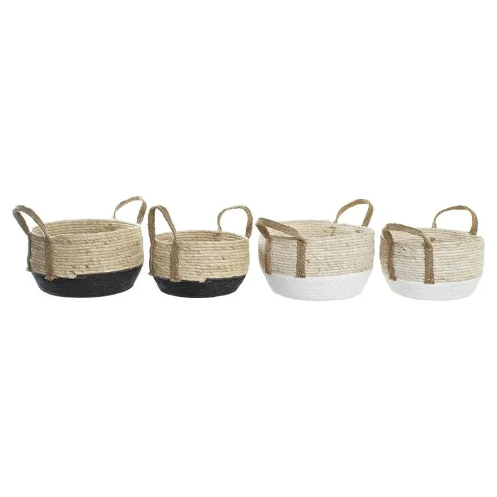 Juego de cestas dkd home decor 33 x 33 x 20 cm fibra natural (2 unidades)