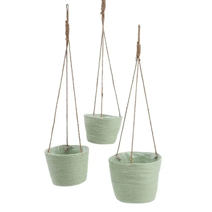 Juego de cestos cuerda 20 x 20 x 27 cm verde claro (3 piezas)