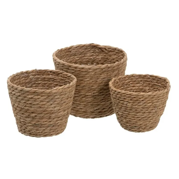 Juego de cestos natural 17 x 17 x 20 cm fibra natural (3 piezas)