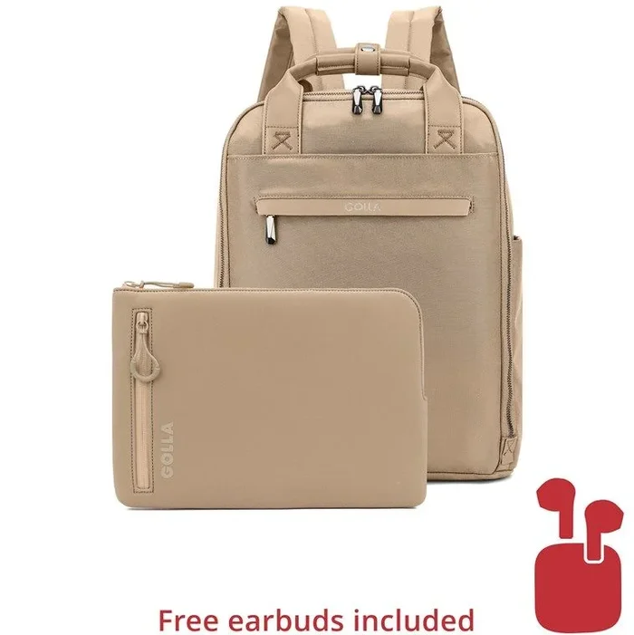 Juego de mochila y funda para portátil de 13 pulgadas, coffee, oferta especial: incl. auriculares bluetooth (color aleatorio) – ¡sólo hasta fin de existencias!. adecuado para dispositivos hasta 33 cm