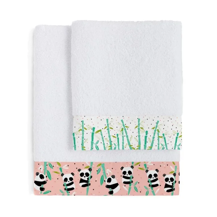 Juego de toallas happyfriday moshi moshi panda garden rosa 2 piezas