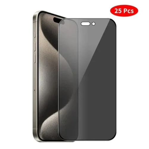 JUNSUNMAY – 25 películas de vidrio templado con impresión de seda y cobertura total para iPhone 15 Pro
