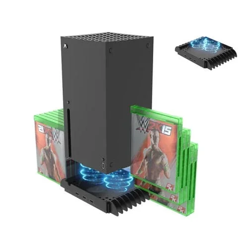 Jys X133 Base de Enfriamiento Multifunción + Almacenamiento de Discos del Juego para Xboxseries X Host (Negro)