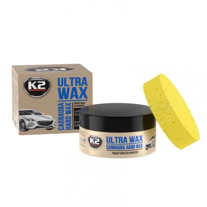 K2 Cera de carnauba para el coche Ultra Wax, abrillantador, protección UV, brillo intenso, excelente para efecto perlas, 250 g + aplicador gratuito