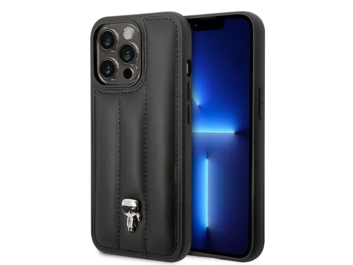 KARL LAGERFELD KLHCP14XPSQPK – Carcasa rígida para iPhone 14 Pro MAX de 6,7″, Color Negro y Negro