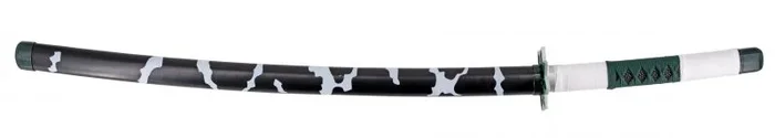 Katana S5091 de Demon Slayer – Réplica No Oficial de 103 cm, Hoja de Acero Negra con Detalles Verdes, Mango Encordado Negro y Blanco, Funda Negra