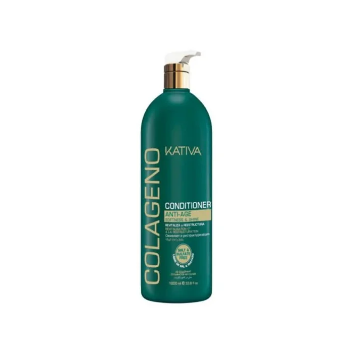 Kativa Colágeno Acondicionador Anti-Age Revitalizante 1L | Reestructura, Aporta Brillo y Suavidad | Cabello Débiles y Finos| Acondicionador Pelo | Proteínas de Colágeno