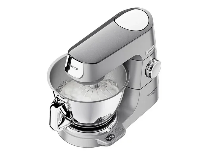 Kenwood Titanium Chef Baker KVC85.004SI – Robot de cocina con báscula integrada (incluye set de pastelería de 3 piezas, cuenco de 5 L y 3,5 L, regulador de velocidad continuo, 1200 W), color plateado