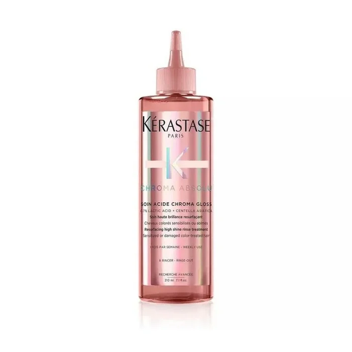 Kérastase Chroma Absolu, Tratamiento Restaurador del Brillo, Antiencrespamiento, Para Pelo Coloreado Sensibilizado y/o Dañado, Soin Acide Chroma Gloss, 210 ml