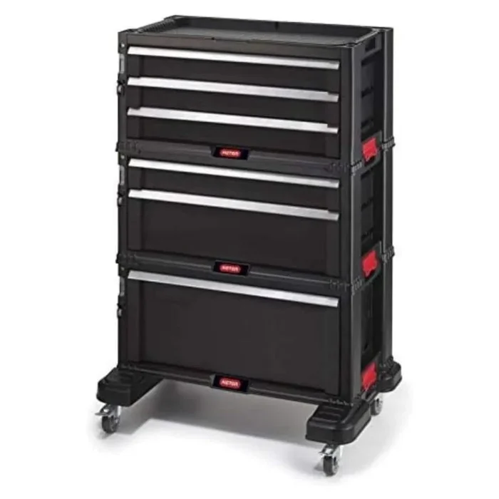 Keter Carro de Herramientas con 3 cajones Ref 237791, Madera contrachapada, Negro, 59,8 x 37,7 x 83,2 cm