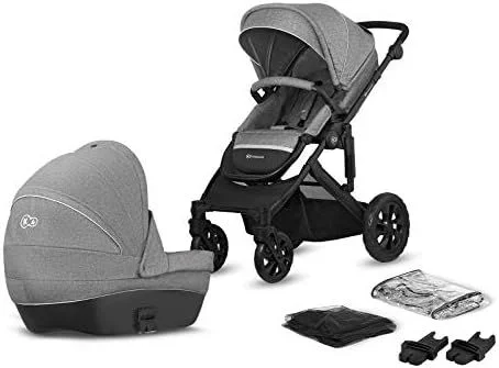 Kinderkraft Carrito Bebé 2 Piezas PRIME LITE, Silla de Paseo, Capazo, Gris