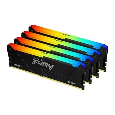 Kingston Fury Beast RGB 64GB 3200MT/s DDR4 CL16 DIMM (Kit de 4) PC Memoria para Ordenadores de sobremesa KF432C16BB2AK4/64