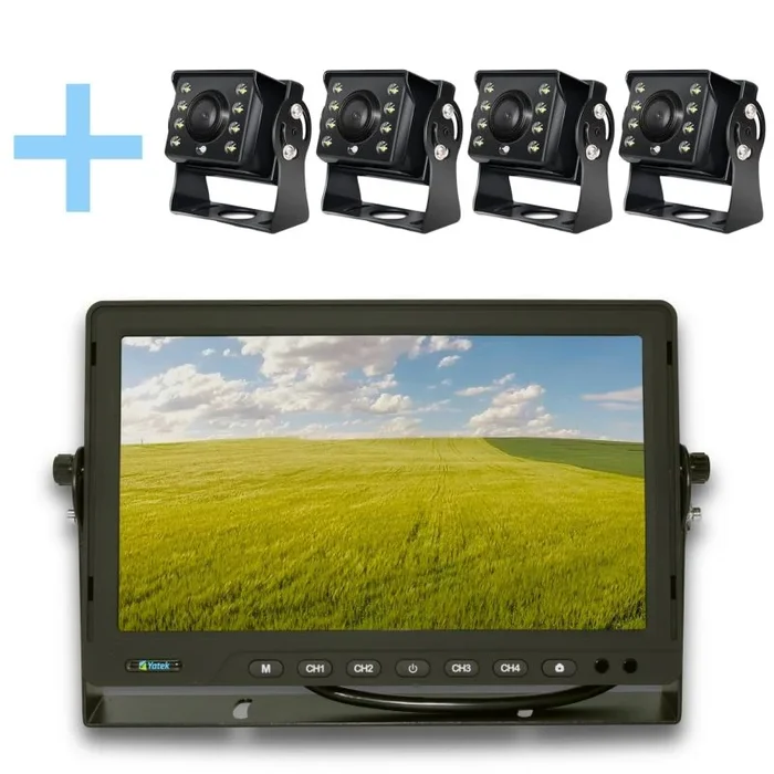 Kit de cámara de aparcamiento Yatek Pantalla AHD 10″ + 4 cámaras 1080P 160 grados de visión trasera Yatek