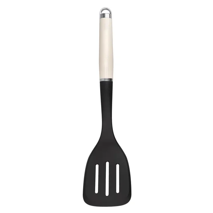 KitchenAid Espátula de Rejilla de Cocina con Mango Ergonómico, Negro y Beige.