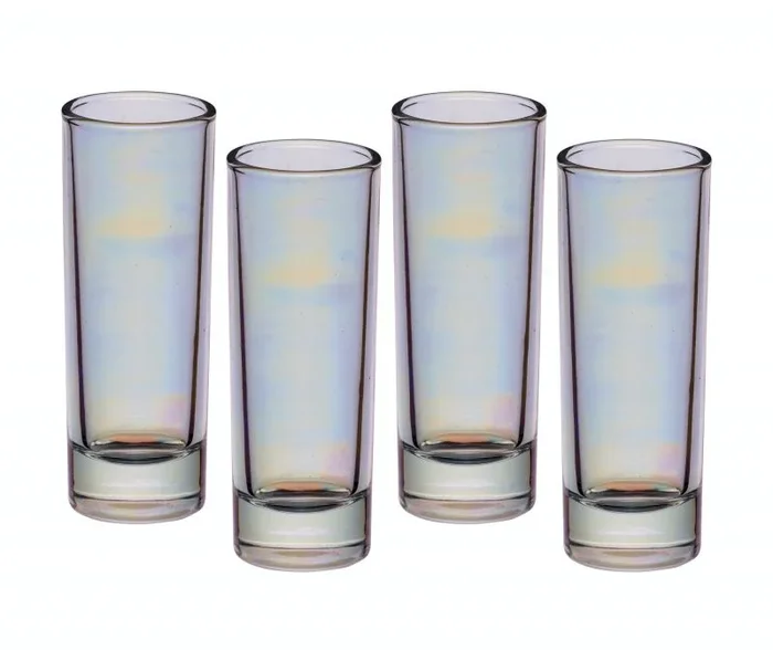 KitchenCraft BarCraft Juego de 4 vasos de Chupito de Efecto Iridiscente Arcoíris de Cristal 60 ml