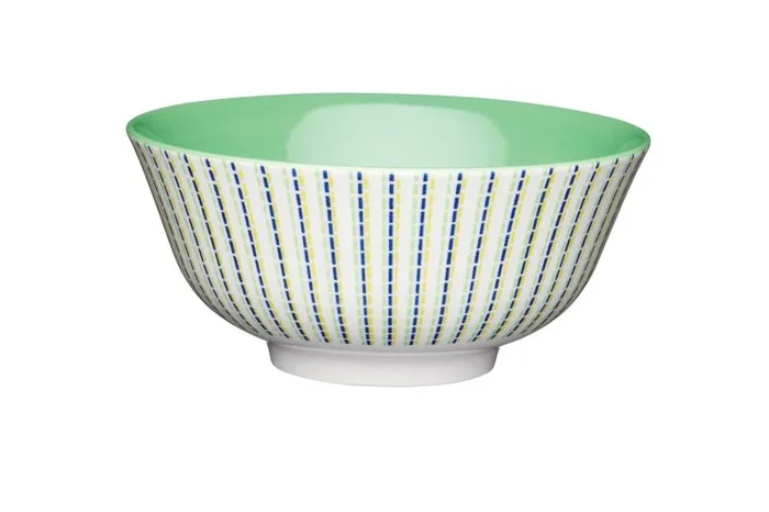 Kitchencraft Footed marroquí stripe-patterned cuencos, 15,5 cm (6 «) (Set de 4), cerámica, Multi/colour, 15,5 x 15,5 x 7,5 cm