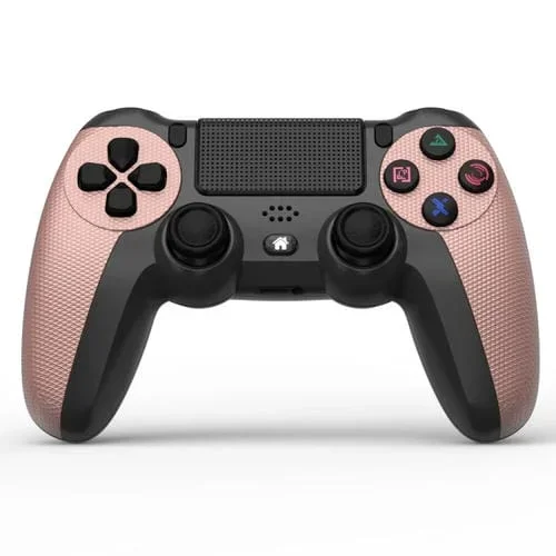 Km048 para Ps4 Bluetooth Wireless Gamepad Controller 4.0 con Barra de Luz (Rosa Rosa)