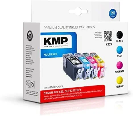 KMP PrintTechnik C74 – Cartucho de Tinta para Series Canon Pixma, Juego de 4 Unidades, Multicolor