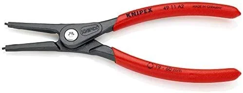 Knipex Alicate de precisión para arandelas para arandelas exteriores de ejes gris atramentado, recubiertos de plástico antideslizante 320 mm (cartulina autoservicio/blíster) 49 11 A4