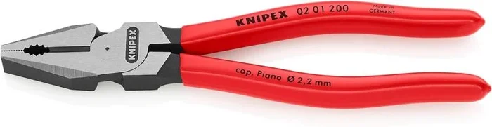 Knipex Alicate universal de fuerza negro atramentado, recubiertos de plástico 200 mm 02 01 200