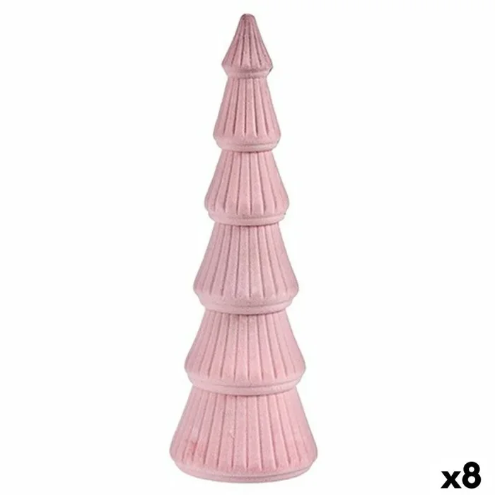 Krist+ Árbol de Navidad Terciopelo Rosa Madera 12 x 34,5 x 12 cm (8 Unidades)