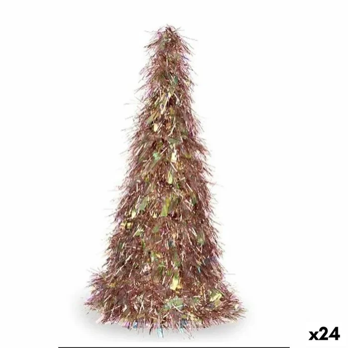 Krist+ Figura Decorativa Árbol de Navidad Espumillón Cobre Fucsia Polipropileno Pet 24 x 46 x 24 cm (24 Unidades)