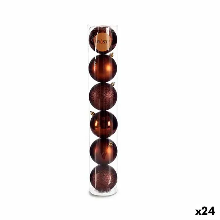 Krist+ S3620416 Plástico Set de Bolas de Navidad, Marrón, 8cm Diámetro, Caja de 24