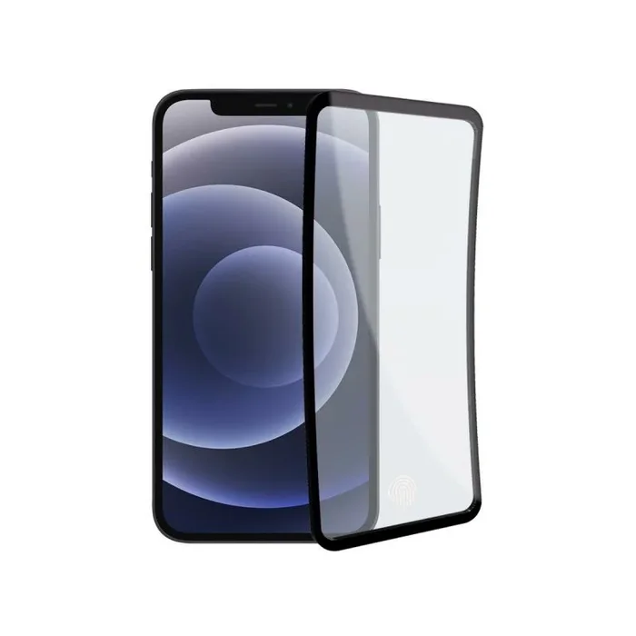 KSIX smart your tech Protector de Pantalla para iPhone 13 Pro MAX, Vidrio Reforzado con TPU, Máxima Resistencia, Borde Flexible Negro