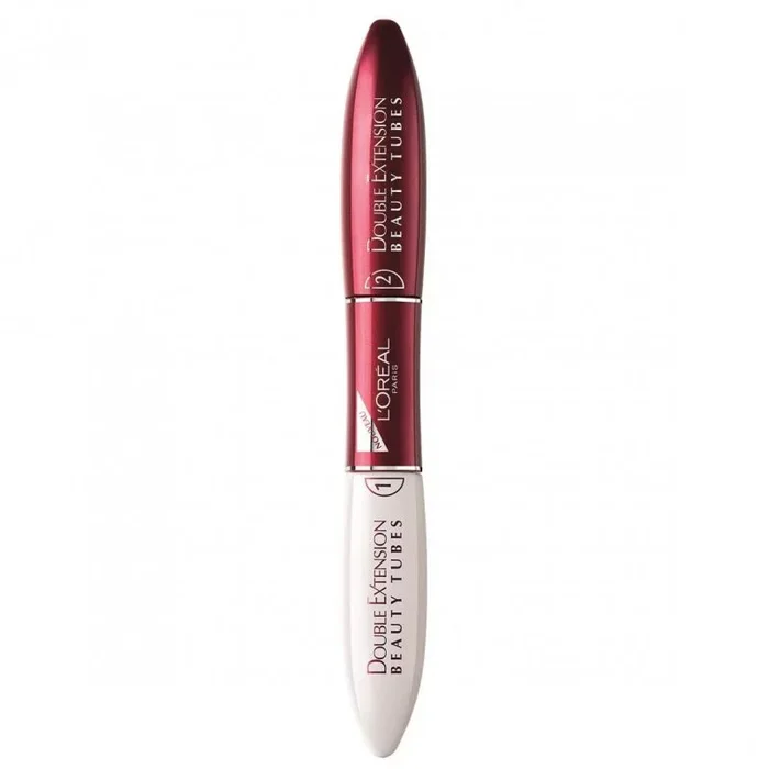 L’Oréal Paris Double Extension Volumizing & Lengthening Mascara Black 2x6ml, Máscara de Pestañas para Volumen y Alargamiento Intensos