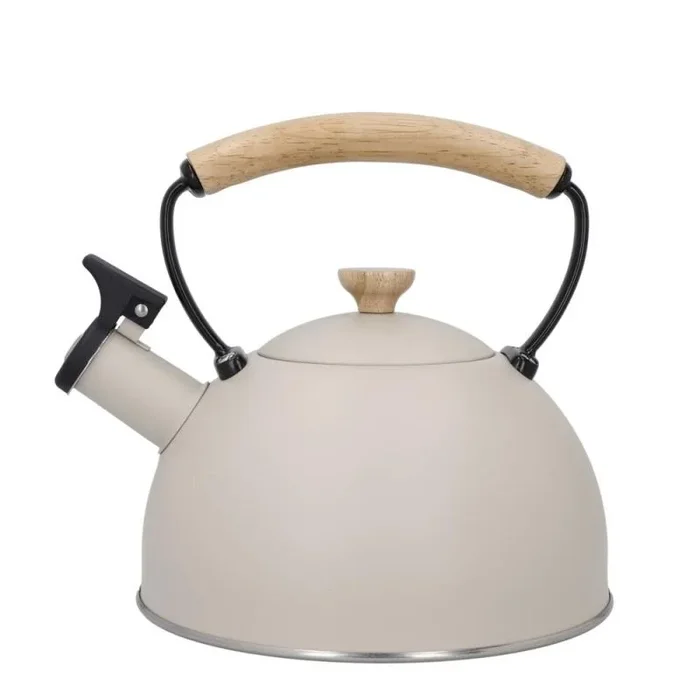 La Cafetière Hervidor Silbante 1.6L, Estructura de acero inoxidable con mango de madera antiquemaduras y de fácil agarre, Hervidor de agua apto para placas de inducción para hervir agua