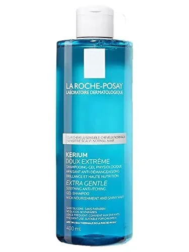 La Roche Posay, Kerium Extra Suave, Champú Fisiológico en Gel, Calma el Cuero Cabelludo, Enriquecido con Agua Termal, Para Cuero Cabelludo Sensible, 400 ml