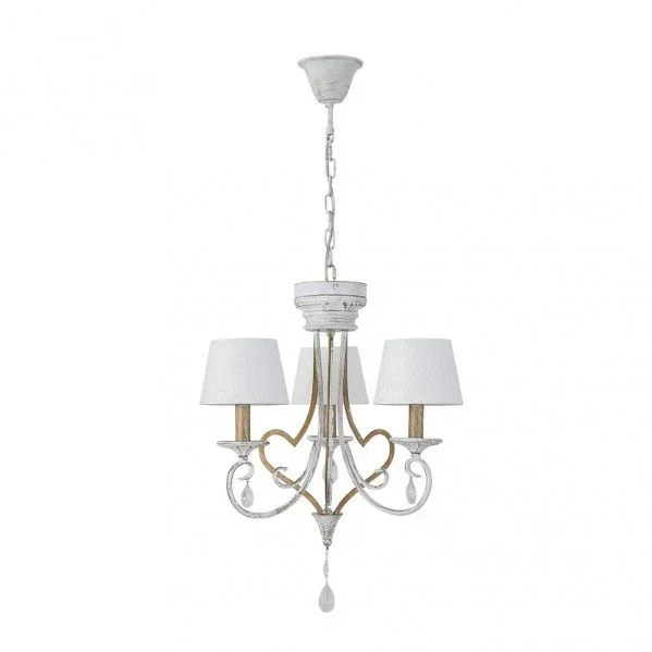 Lampara crasas 3xe14 blanco/oro regx49x49 cm