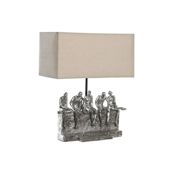 Lámpara de mesa dkd home decor 36 x 21,5 x 43 cm plateado beige metal resina 220 v 50 w