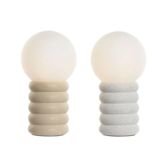 Lámpara de mesa home esprit blanco beige cerámica cristal 220 v 15 x 15 x 28 cm (2 unidades)