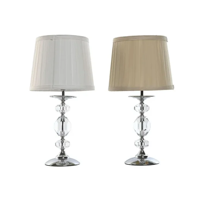 Lámpara de mesa home esprit blanco beige metal 25 w 220 v 22 x 22 x 45 cm (2 unidades)