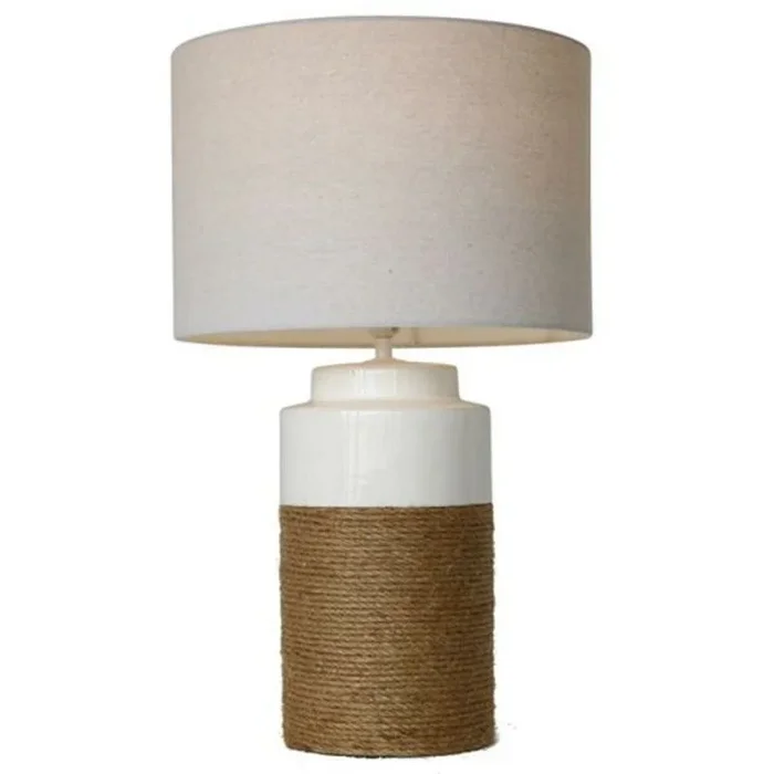 Lámpara de Mesa Home ESPRIT Blanco Lino Cerámica 38 X 38 X 61,5 cm – Marca: Home ESPRIT – EAN: 8424002176938