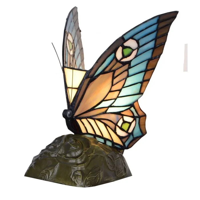 Lámpara de mesa viro iluminación azules vidrio 23 x 25 x 23 cm mariposa