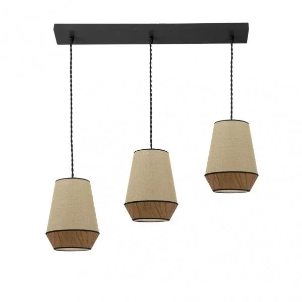 Lampara lineal Saco/marron modelo Campana 3xE27 Regulable FABRILAMP