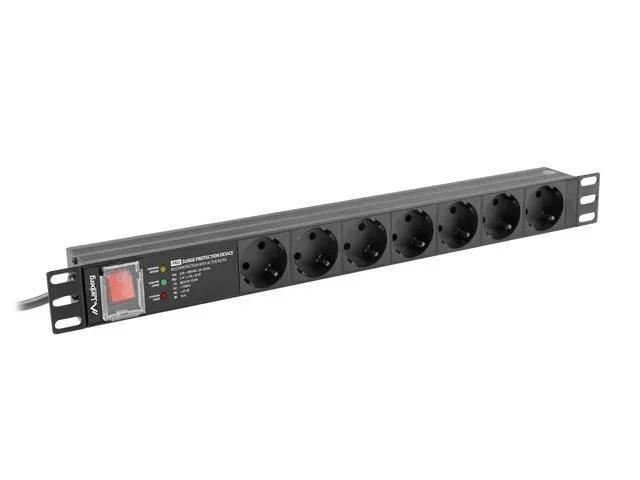 Lanberg PDU-PRO-07F-0200-BK unidad de distribución de energía (PDU) 6 salidas AC 1U Negro
