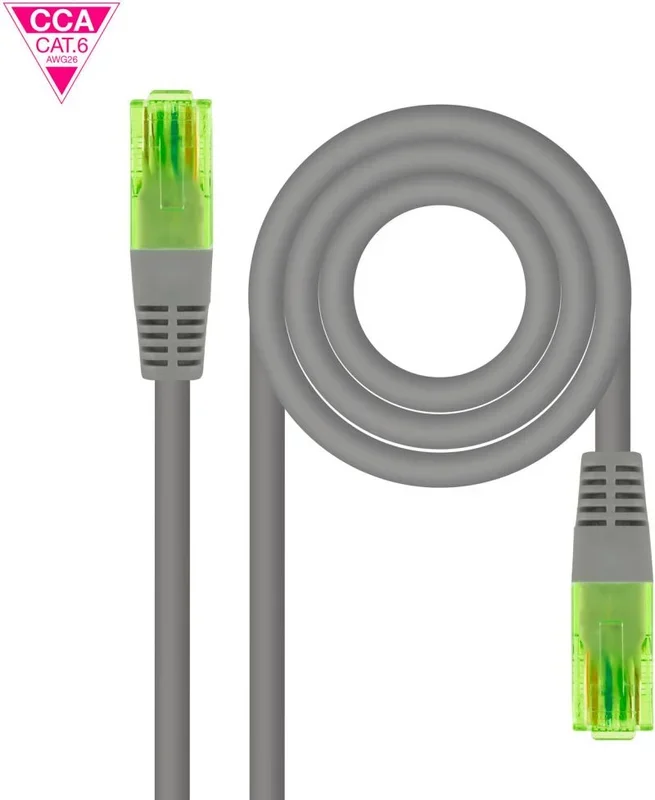 Latiguillo Rj45 Cat6 Utp Awg26 Cca 25m Gris Nanocable 10.20.1425