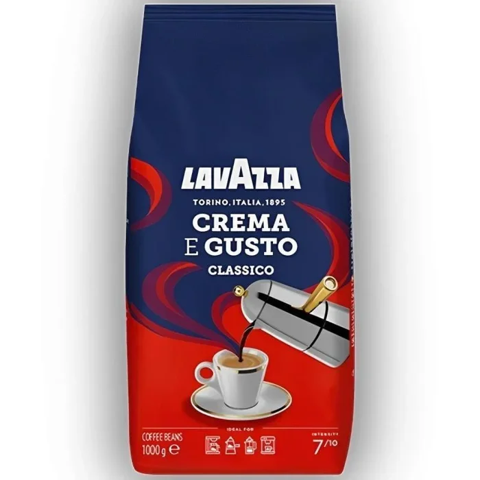 Lavazza, Crema e Gusto Classico, Café en Grano Natural, Ideal para la Máquina de Café Espresso, con Notas Aromáticas de Especias, Arábica y Robusta, Intensidad 7/10, Tueste Oscuro, 1 kg