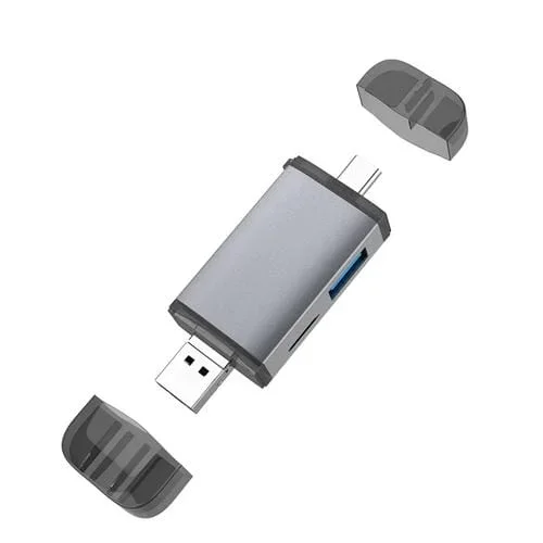 Lector de Tarjetas OTG 3 en 1 USB-C + USB 2.0 + Micro USB Multifunción