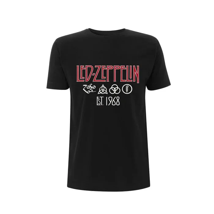 Led zeppelin – symbols est 68 (unisex black t-shirt) medium