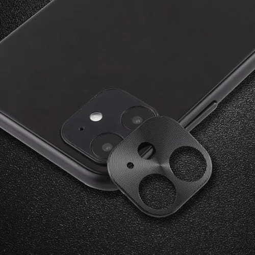Lente Protectora Cámara Trasera para iPhone 11 Película Estilo Cartón (Negro)