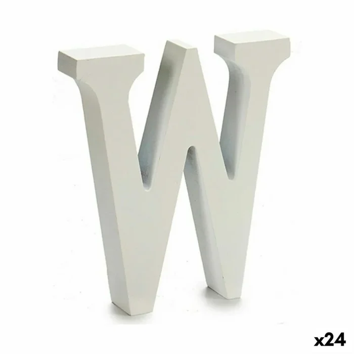 Letra w madera blanco (2 x 16 x 14,5 cm) (24 unidades)