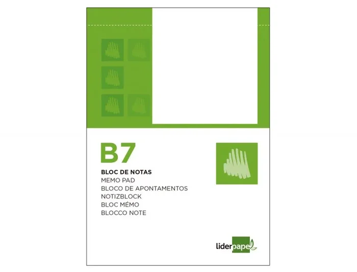 Liderpapel BN08 cuaderno y block B7 80 hojas Verde, Blanco